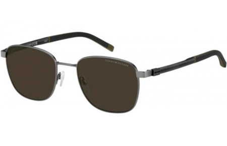 Gafas de Sol - Tommy Hilfiger - TH 2138/S - R80 (70) MATTE DARK RUTHENIUM // BROWN