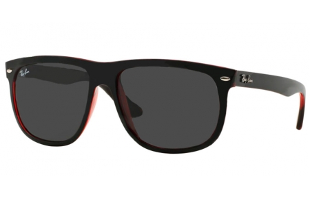 Gafas de Sol - Ray-Ban® - Ray-Ban® RB4147 BOYFRIEND - 617187 TOP MATTE BLACK ON RED TRANSPARENT // DARK GREY