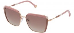 Lunettes de soleil - Carolina Herrera - SHE148 - 300X  SHINY ROSE GOLD PINK BROWN // BROWN GRADIENT SILVER MIRROR