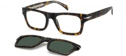 Gafas de Sol - David Beckham Eyewear - DB 7129/CS - 086 (UC) HAVANA // CLEAR + CLIP ON GREEN POLARIZED