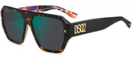 Gafas de Sol - Dsquared2 - D2 0128/S - 2VM (MT) HAVANA PATTERN // GREEN MIRROR