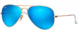 Lunettes de soleil - Ray-Ban® - Ray-Ban® RB3025 AVIATOR LARGE METAL - 112/17 MATTE GOLD // CRYSTAL GREEN MIRROR MULTILAYER BLUE