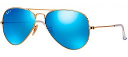 Sunglasses - Ray-Ban® - Ray-Ban® RB3025 AVIATOR LARGE METAL - 112/4L  MATTE GOLD // BLUE MIRROR POLARIZED