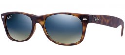 Sunglasses - Ray-Ban® - Ray-Ban® RB2132 NEW WAYFARER - 894/76 MATTE HAVANA // BLUE GREEN MIRROR POLARIZED
