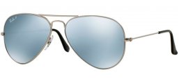 Sunglasses - Ray-Ban® - Ray-Ban® RB3025 AVIATOR LARGE METAL - 019/W3 MATTE SILVER // SILVER MIRROR POLARIZED