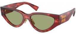 Sunglasses - Miu Miu - SMU 03ZS - 12Q60D  STRIPED GARNET // GREEN SILVER MIRROR