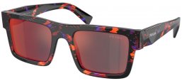 Gafas de Sol - Prada - SPR 19WS - 06V40E  ORANGE ABSTRACT // DARK GREY MIRROR BLUE RED