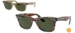 Sunglasses - Ray-Ban® - Ray-Ban® RB2140 ORIGINAL WAYFARER - 138731  PHOTOCHROMATIC STRIPED GREY // GREEN