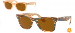 Gafas de Sol - Ray-Ban® - Ray-Ban® RB2140 ORIGINAL WAYFARER - 140833  PHOTOCHROMATIC STRIPED BROWN // DARK BROWN