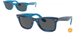 Sunglasses - Ray-Ban® - Ray-Ban® RB2140 ORIGINAL WAYFARER - 1409B1  PHOTOCHROMATIC STRIPED BLUE // DARK GREY