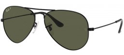 Gafas de Sol - Ray-Ban® - Ray-Ban® RB3025 AVIATOR LARGE METAL - 002/58  BLACK // CRYSTAL GREEN POLARIZED