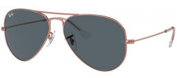 Sunglasses - Ray-Ban® - Ray-Ban® RB3025 AVIATOR LARGE METAL - 9202R5  ROSE GOLD // BLUE