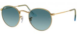 Lunettes de soleil - Ray-Ban® - Ray-Ban® RB3447 ROUND METAL - 001/3M GOLD // BLUE GRADIENT
