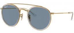 Lunettes de soleil - Ray-Ban® - Ray-Ban® RB3647N ROUND DOUBLE BRIDGE - 001/02 GOLD // BLUE POLARIZED