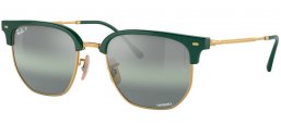 Lunettes de soleil - Ray-Ban® - Ray-Ban® RB4416 NEW CLUBMASTER - 6655G4 GREEN ON GOLD // GREEN GRADIENT SILVER MIRROR POLARIZED