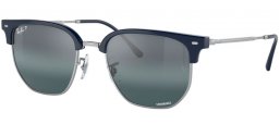 Sunglasses - Ray-Ban® - Ray-Ban® RB4416 NEW CLUBMASTER - 6656G6 BLUE ON SILVER // BLUE GRADIENT SILVER MIRROR POLARIZED