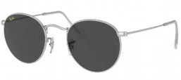 Lunettes de soleil - Ray-Ban® - Ray-Ban® RB3447 ROUND METAL - 9198B1 SILVER // DARK GREY