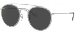 Lunettes de soleil - Ray-Ban® - Ray-Ban® RB3647N ROUND DOUBLE BRIDGE - 9211B1 SILVER // DARK GREY