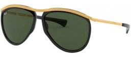 Lunettes de soleil - Ray-Ban® - Ray-Ban® RB2219 OLYMPIAN AVIATOR - 901/31 BLACK // GREEN