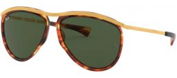 Gafas de Sol - Ray-Ban® - Ray-Ban® RB2219 OLYMPIAN AVIATOR - 954/31 STRIPPED HAVANA // GREEN