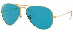 Sunglasses - Ray-Ban® - Ray-Ban® RB3025 AVIATOR LARGE METAL - 9196S2 LEGEND GOLD // BLUE POLARIZED