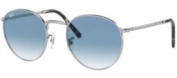 Gafas de Sol - Ray-Ban® - Ray-Ban® RB3637 NEW ROUND - 003/3F SILVER // CLEAR GRADIENT BLUE