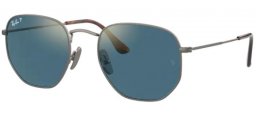 Lunettes de soleil - Ray-Ban® - Ray-Ban® RB8148 HEXAGONAL - 9208T0 DEMIGLOSS GUNMETAL // BLUE MIRROR GOLD POLARIZED