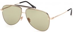 Lunettes de soleil - Tom Ford - BRADY FT1018 - 28N  SHINY GOLD // LIGHT GREEN