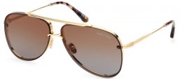 Gafas de Sol - Tom Ford - LEON FT1071 - 30F  SHINY GOLD // BROWN GRADIENT