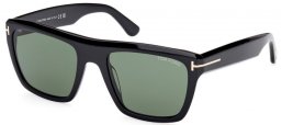 Gafas de Sol - Tom Ford - ALBERTO FT1077 - 01N  SHINY BLACK // GREEN