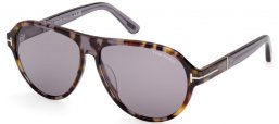 Gafas de Sol - Tom Ford - QUINCY FT1080 - 55C  HAVANA MULTICOLOR // GREY MIRROR