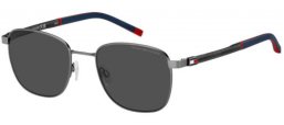 Lunettes de soleil - Tommy Hilfiger - TH 2138/S - 5UV (IR) DARK RUTHENIUM BLUE // GREY