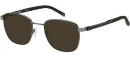 Lunettes de soleil - Tommy Hilfiger - TH 2138/S - R80 (70) MATTE DARK RUTHENIUM // BROWN