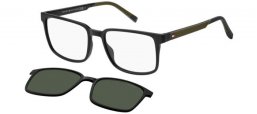 Lunettes de soleil - Tommy Hilfiger - TH 2145/CS - 7ZJ (UC) BLACK GREEN // CLEAR + CLIP ON GREEN POLARIZED