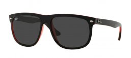 Sunglasses - Ray-Ban® - Ray-Ban® RB4147 BOYFRIEND - 617187 TOP MATTE BLACK ON RED TRANSPARENT // DARK GREY