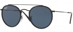 Sunglasses - Ray-Ban® - Ray-Ban® RB3647N ROUND DOUBLE BRIDGE - 002/R5 BLACK // GREY