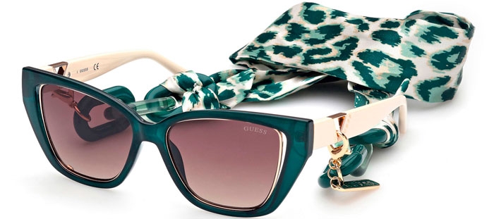 GUESS Gafas de sol geométricas de metal para mujer, Oro/Otro/Verde