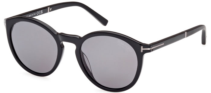 Sunglasses - Tom Ford - ELTON FT1021-N - 01D SHINY BLACK // GREY POLARIZED