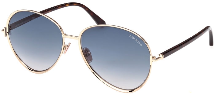 Sunglasses - Tom Ford - RIO FT1028 - 28W SHINY GOLD // BLUE GRADIENT